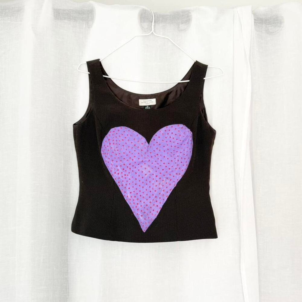 ✿ y2k heart graphic tank ⋆ custom painted corset top ✿